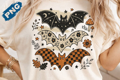 Striped Preppy Halloween Bats Png, Floral Halloween PNG, Trending Cozy Season Png, Coquette Spooky Season Shirt Png, Distressed, Leopard SVG DesignDestine 