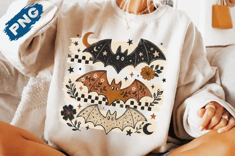Striped Preppy Halloween Bats Png, Floral Halloween PNG, Trending Cozy Season Png, Coquette Spooky Season Shirt Png, Distressed, Leopard SVG DesignDestine 