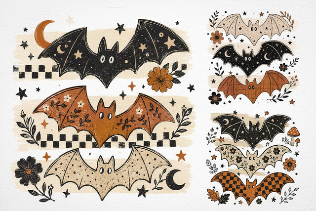 Striped Preppy Halloween Bats Png, Floral Halloween PNG, Trending Cozy Season Png, Coquette Spooky Season Shirt Png, Distressed, Leopard SVG DesignDestine 