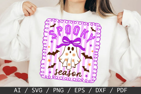 Striped Spooky Season SVG PNG, Cute Halloween Ghost SVG PNG SVG SVG Studio 