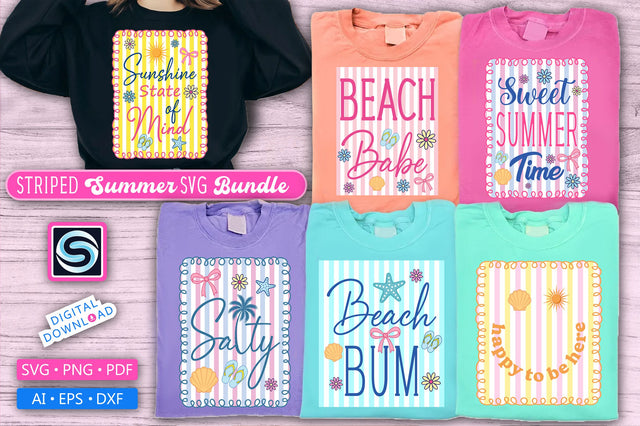 Striped Summer SVG Bundle, Beach SVG Bundle SVG SVG Studio 