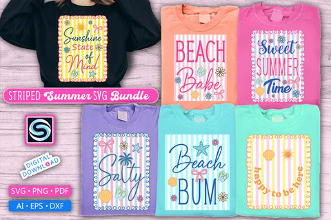 Striped Summer SVG Bundle, Beach SVG Bundle SVG SVG Studio 