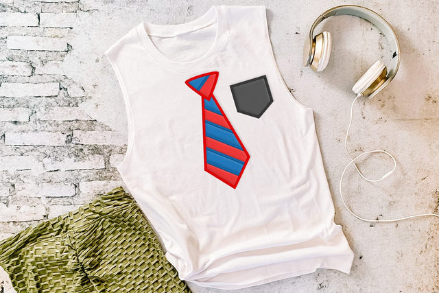 Striped Tie with Pocket Applique Embroidery Embroidery/Applique DESIGNS Designed by Geeks 