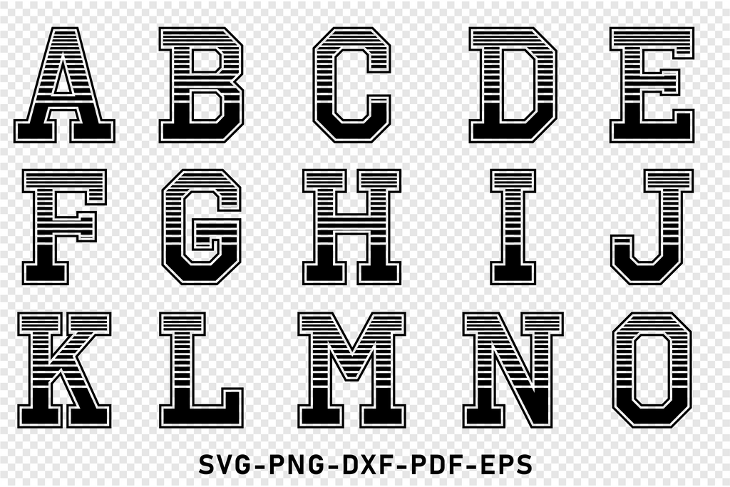 Stripes Varsity Font SVG Designs, Jersey Fonts SVG, College Fonts ...
