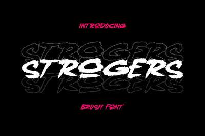 Strogers - a Rough Brush font Font Mozzatype 