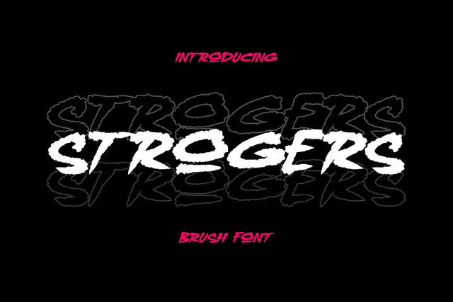 Strogers - a Rough Brush font Font Mozzatype 