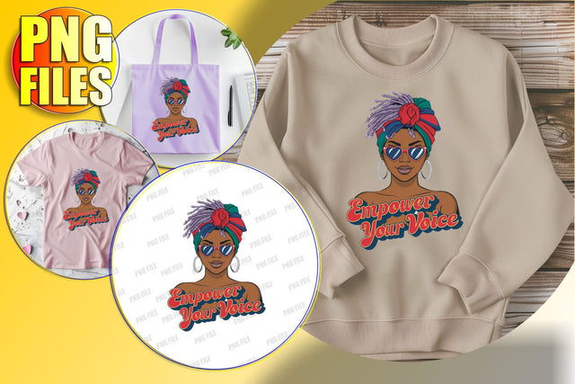 Strong Afro Woman Art PNG Design Sublimation afrosvg 