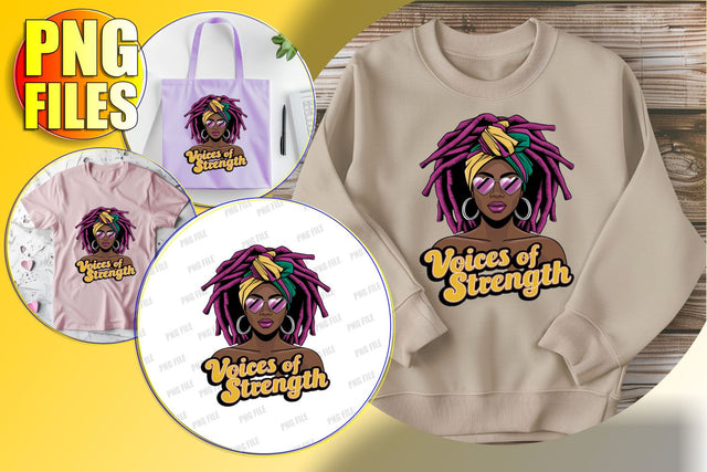 Strong Afro Woman Portrait Design PNG Sublimation afrosvg 