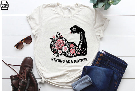 Strong As A Mother, Mother's Day PNG Clipart Printable File Sublimation Creativedesigntee 