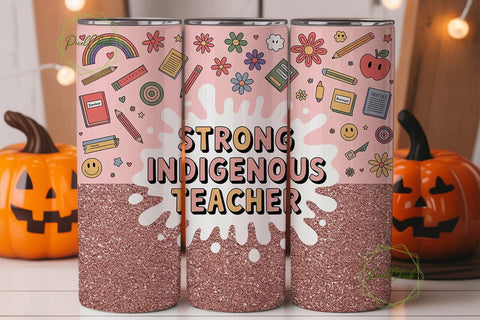 Strong Indigenous Teacher Tumbler Wrap Sublimation PixelChick 