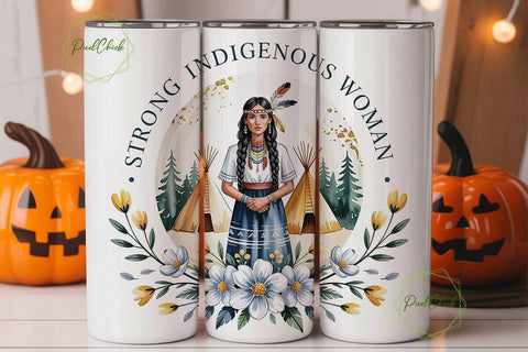 Strong Indigenous Woman 20oz Tumbler Sublimation PixelChick 