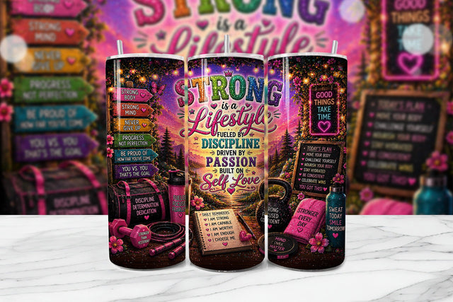 Strong Lifestyle Gym Tumbler Wrap PNG Sublimation BijouBay 