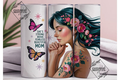 Strong Mom Floral 20oz Tumbler Wrap Sublimation sassyprint 