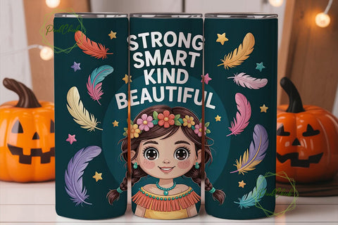 Strong Native Girl 20oz Tumbler Wrap Sublimation PixelChick 