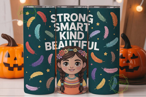 Strong Native Girl 20oz Tumbler Wrap Sublimation PixelChick 