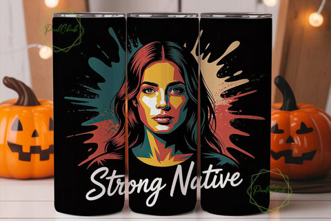 Strong Native Woman 20oz Tumbler Wrap Sublimation PixelChick 