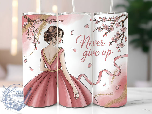 Strong Survivor Pink Ribbon 20oz Tumbler, Pink Ribbon, Strong Never Give Up, Survivor Tumbler, Sublimation Wrap, 20Oz Tumbler, Support Fighter Sublimation ToriDesigns 