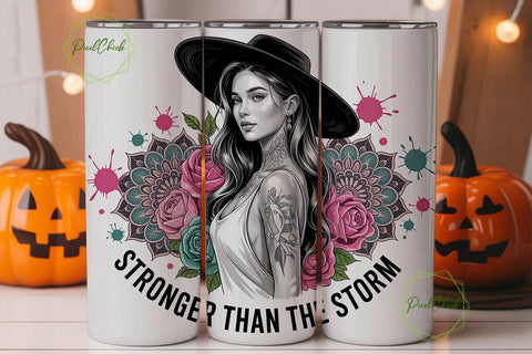 Strong Woman Floral 20oz Tumbler Wrap Sublimation PixelChick 