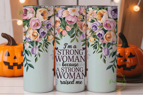 Strong Woman Floral 20oz Tumbler Wrap Sublimation PixelChick 