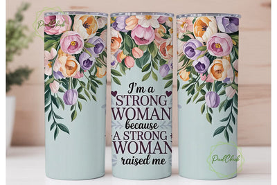 Strong Woman Floral 20oz Tumbler Wrap Sublimation PixelChick 