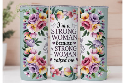Strong Woman Floral 20oz Tumbler Wrap Sublimation PixelChick 
