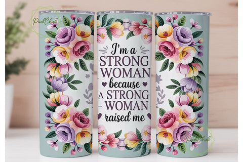 Strong Woman Floral 20oz Tumbler Wrap Sublimation PixelChick 
