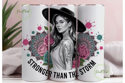 Strong Woman Floral 20oz Tumbler Wrap Sublimation PixelChick 