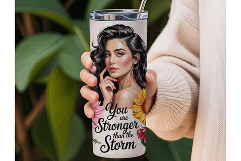 Strong Woman Floral Tumbler Wrap Sublimation DesignSVG 