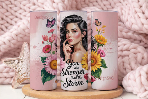 Strong Woman Floral Tumbler Wrap Sublimation DesignSVG 
