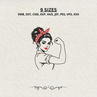 Strong Woman Girl Power Machine Embroidery Design Feminist Retro Lady PES DST Stitch Files Pattern Embroidery/Applique DESIGNS PatternFeed8 