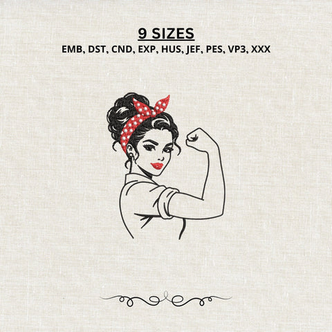 Strong Woman Girl Power Machine Embroidery Design Feminist Retro Lady PES DST Stitch Files Pattern Embroidery/Applique DESIGNS PatternFeed8 
