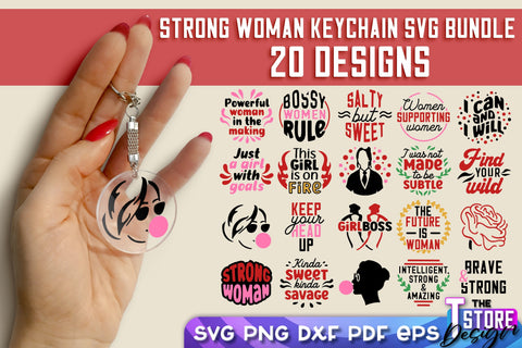 Strong Woman Keychain Bundle | Women Power SVG | Beauty SVG Design | Strong Quotes SVG SVG The T Store Design 