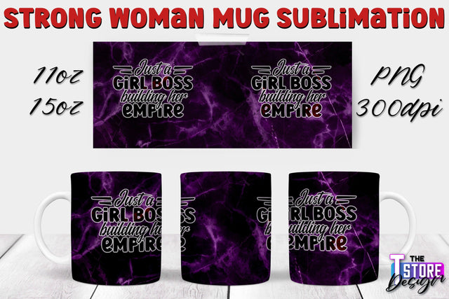 Strong Woman Mug Sublimation | 11 oz 15 oz Mug | PNG File v.2 Sublimation The T Store Design 