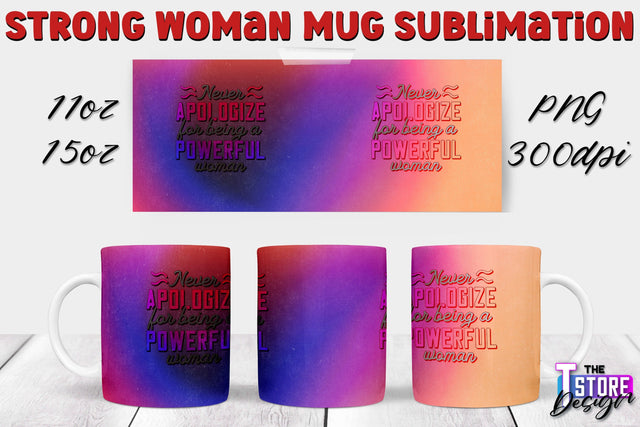 Strong Woman Mug Sublimation | 11 oz 15 oz Mug | PNG File v.2 Sublimation The T Store Design 