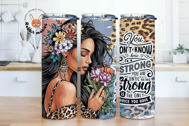 Strong Woman Self Love Quote Affirmations 20oz tumbler wrap, motivational tumbler design Sublimation Rabbitmakies 