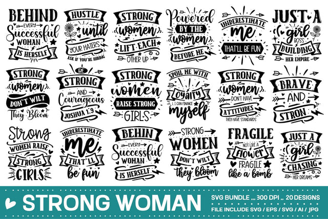 Strong woman SVG bundle / 20 designs SVG designmaster24 