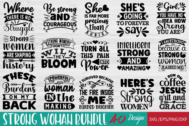Strong Woman Svg Bundle SVG Angelina750 