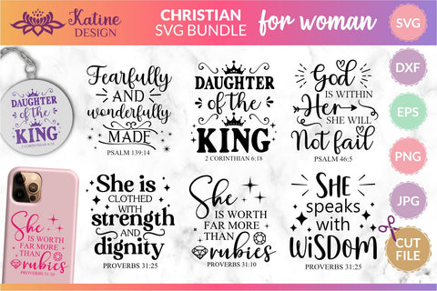 Strong Woman SVG, Christian SVG, Christian Quotes, Bible Verse SVG, Empowered Woman, SVG Bundle, Christian Sayings for Women, Motivational SVG, Inspirational SVG, Proverbs SVG KatineDesign 