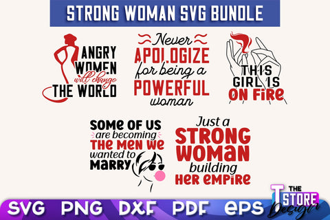 Strong Woman SVG Quotes Bundle | Women Power SVG | Beauty SVG Design v.2 SVG The T Store Design 