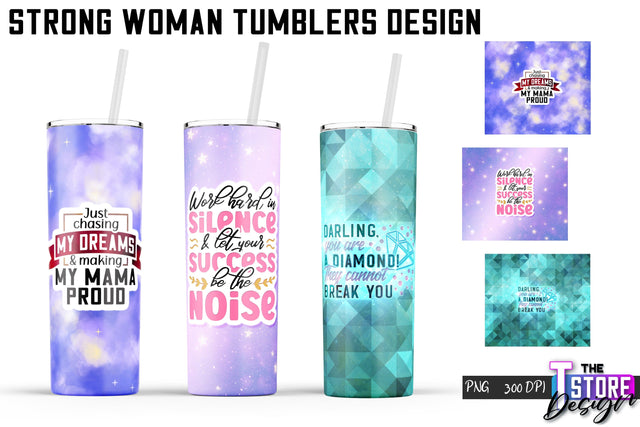 Strong Woman Tumblers Wrap | PNG File | 300 DPI Sublimation The T Store Design 