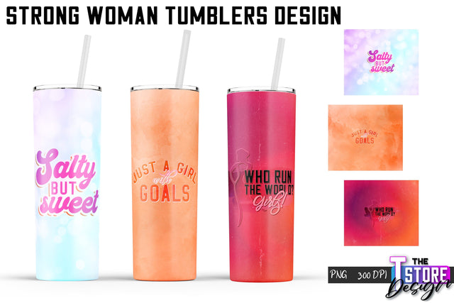 Strong Woman Tumblers Wrap | PNG File | 300 DPI Sublimation The T Store Design 