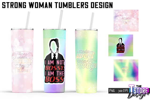 Strong Woman Tumblers Wrap | PNG File | 300 DPI Sublimation The T Store Design 