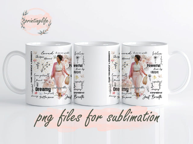 Strong Women Girl Boss Boho Design Big Beautiful Women Mug Wrap Design, Instant Digital Design Download Mug Wrap Design, Mug Design PNG Sublimation PrintingLife 