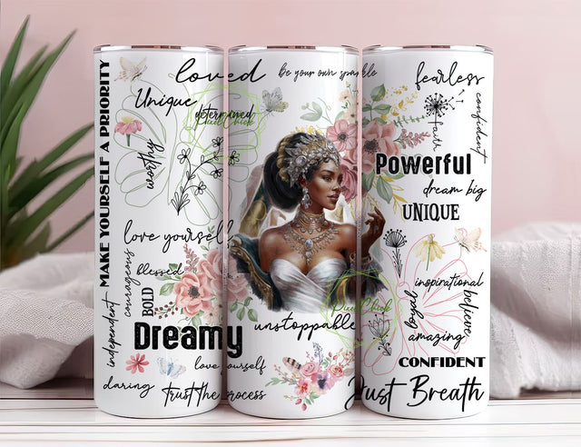 Strong Women Girl Boss Boho Design Big Beautiful Women Tumbler 20oz Skinny Tumbler Sublimation Design Straight Tapered Design PNG Tumbler Sublimation PixelChick 