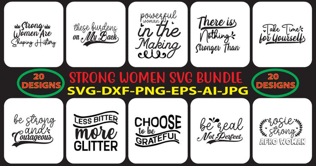 STRONG-WOMEN-SVG-BUNDLE SVG Syaman 
