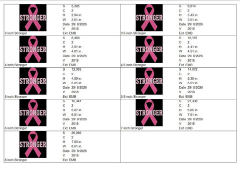Stronger Breast Cancer Awareness Ribbon Machine Embroidery Design – Pink Ribbon Survivor Embroidery File Embroidery/Applique DESIGNS PatternFeed8 