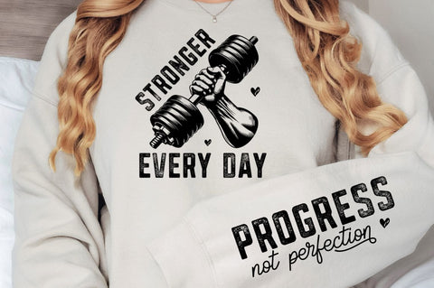 Stronger Every Day Sleeve SVG, Boho Inspirational SVG, Love Yourself SVG, Positive Quotes SVG Design SVG Regulrcrative 