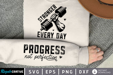 Stronger Every Day Sleeve SVG, Boho Inspirational SVG, Love Yourself SVG, Positive Quotes SVG Design SVG Regulrcrative 