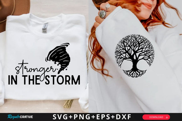 Stronger in the Storm Sleeve SVG Design, Christian Sleeve SVG, Faith SVG Design, Jesus Sleeve SVG SVG Regulrcrative 