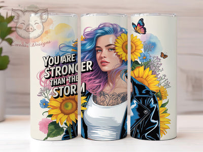 Stronger Than Storm Quote 20oz Tumbler, Daily Affirmation Tumbler, Sublimation Wrap, 20oz Tumbler Design, Inspirational Gift, PNG Tumbler Wrap, Motivational Quote Sublimation Lara' s Designs 